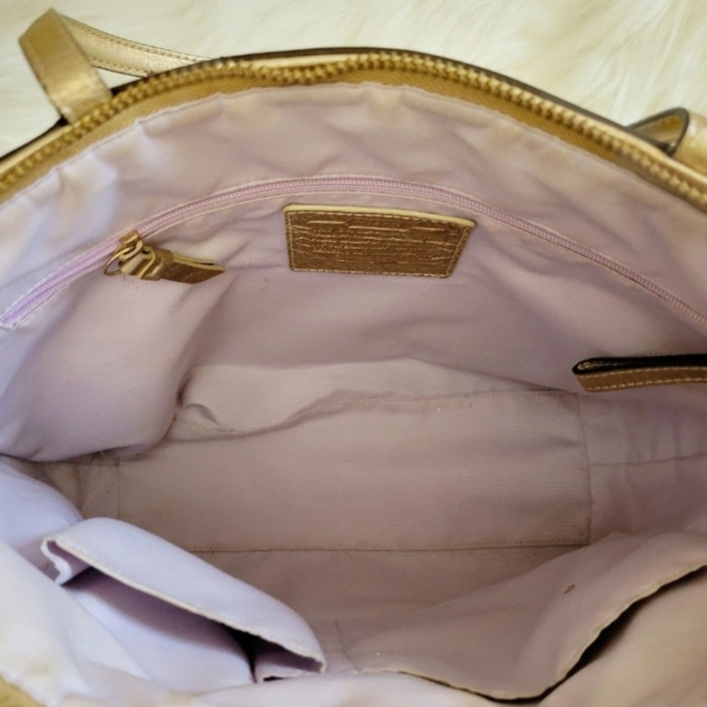 Coach Purse / Handbag Gold & Canvas - Picture 7 of 7